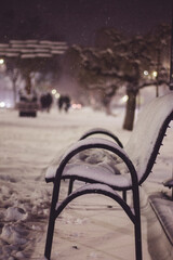 Bench in the snow