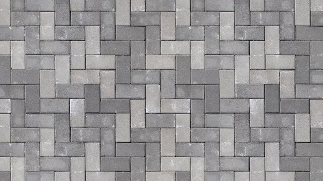 Seamless loop movement of gray paving slabs. Pattern of gray sidewalk tiles
