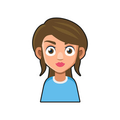 Cute Beautiful Girl Avatar Character. Young Woman Cartoon Style Userpic Icon