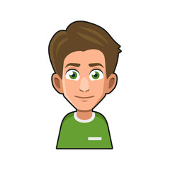 Cute Young Man Avatar Character. Cartoon Style Userpic Icon. Vector