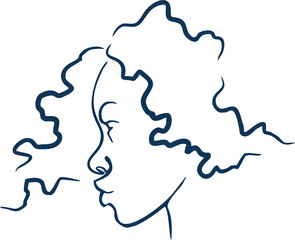 Portrait of a single line Female portrait vector Beautiful Girl Fashion Illustration