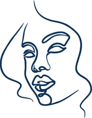 Portrait of a single line Female portrait vector Beautiful Girl Fashion Illustration
