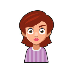 Cute Beautiful Girl Avatar Character. Young Woman Cartoon Style Userpic Icon