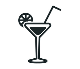cocktail icon. Holiday Outline Vector Design On White Background. Created for menu designs.
