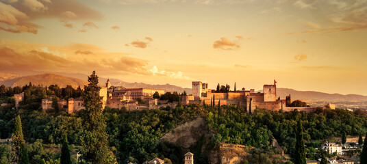 Sunset on the Alhambra over Granada
