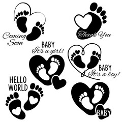 Set of Baby Footprint vector symbol.