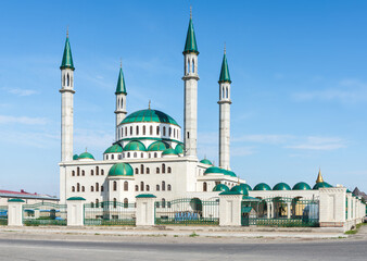 Fototapeta na wymiar The cathedral mosque at sunny day in Cherkessk, Karachay-Cherkessia, Russia