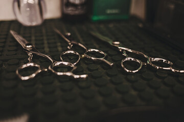 set of metal scissors for haircuts