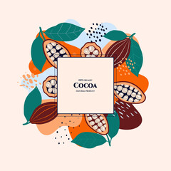 Vector frame with doodle cocoa and abstract elements. Hand drawn illustrations.