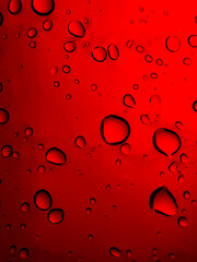 red water drops abstract background. Abstract molecule atom sctructure. Water bubbles. Macro shot of air or molecule. Biology, physics or chemistry abstract background