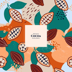 Vector frame with doodle cocoa and abstract elements. Hand drawn illustrations.