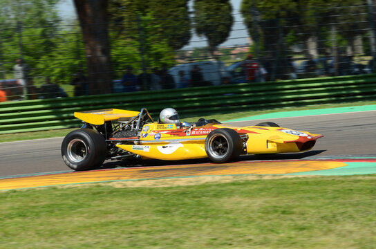 Imola, 21 April 2018: Unknown run with historic F1 car March 701 Stewart during Motor Legend Festival 2018 at Imola Circuit in Italy.
