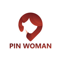 Pin woman logo template design