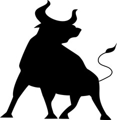 black silhouette of an angry bull on a white background vector