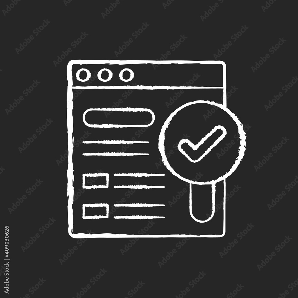 Poster findable chalk white icon on black background. search engine site optimization. seo analysis. websit