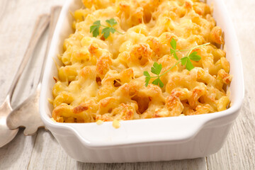 baked pasta gratin with cheese