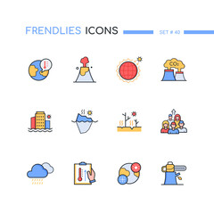 Climate change - modern line design style icons set