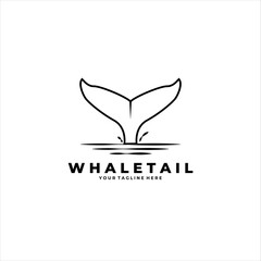 whale tail line art minimalist vector logo illustration design