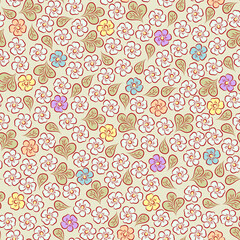 Small flowers and leaves seamless pattern. Vintage floral background.
