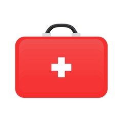 Obraz premium First aid kit, color vector illustration on a white background, without using gradients or shadows.
