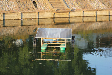 Solar turbine in waste water treatment pond