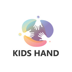 Kids hand playing logo template design