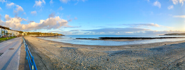 The Promenade and sandy beach of Douglas, looking towards Onchan on the beautiful Isle of Man © panmaule