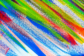 Background from different strokes of red, yellow, green and blue paint
