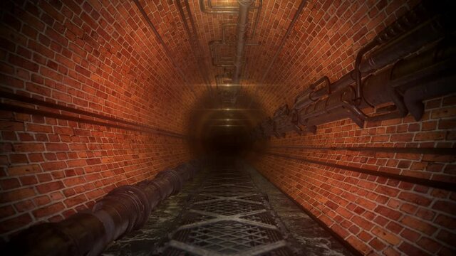 Creepy Brick Industrial Sewer Tunnel