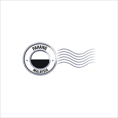 Pahang is a state of Malaysia postal stamp and flag on white background.