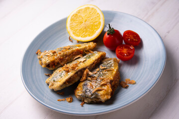 Traditional spanish Tapa Stuffed boquerones from south of Spain.