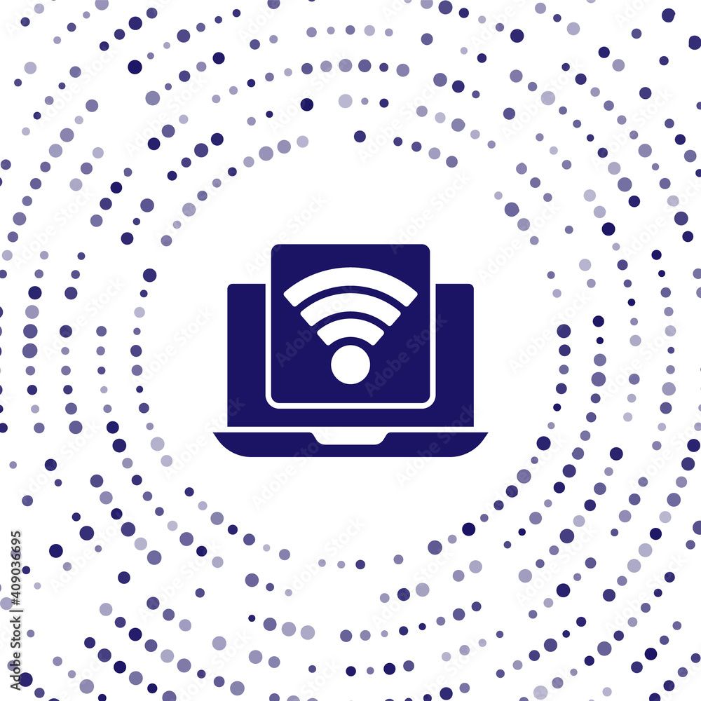 Poster blue wireless laptop icon isolated on white background. internet of things concept with wireless con