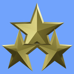3d illustration golden star on blue background isolated