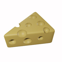 3d cartoon cheese isolated on white