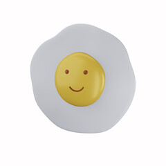 frying egg smiley face on white background