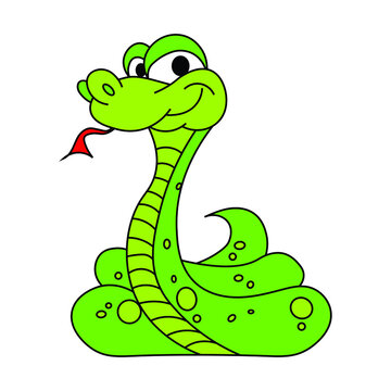 Green snake crawling on white background illustration EPS10
