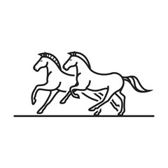 line art of two horse on white