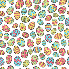 Easter seamless pattern with hand drawn eggs for prints, backgrounds, wrapping papers, packaging, presents, walpaper, scrapbooking, etc.