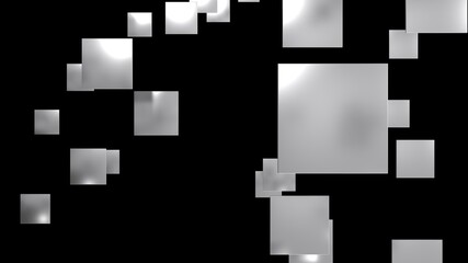 3d render metal square slabs in dark space