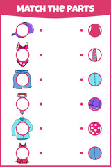 Educational game. Match the parts. Worksheet for education. Mini-game for children.