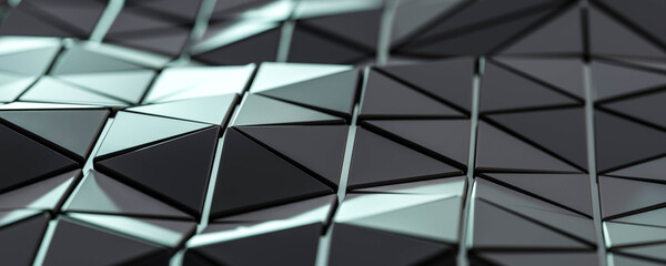 triangular shape geometric pattern with wave shape surface 3d render illustration