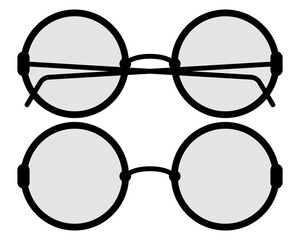 Glasses with round transparent lenses on white background. Vector illustration.