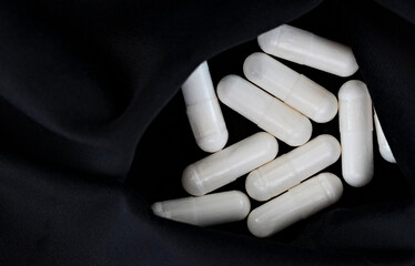 close-up of magnesium citrate capsules. dietary concept. dietary supplement. - obrazy, fototapety, plakaty