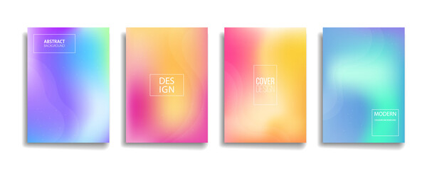 bright gradient color abstract line pattern background cover design. modern background design with trendy and vivid vibrant color. blue violet red orange green placard poster vector cover template.