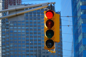 Traffic light in modern city