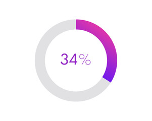 34 percent pie chart. Circle diagram business illustration, Percentage vector infographics