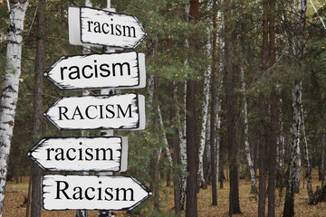 Sign "Racism" on a road sign