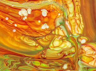 Abstract image of various colors of acrylic paint mixed together using a paint pouring  technique