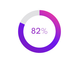 82 percent pie chart. Circle diagram business illustration, Percentage vector infographics