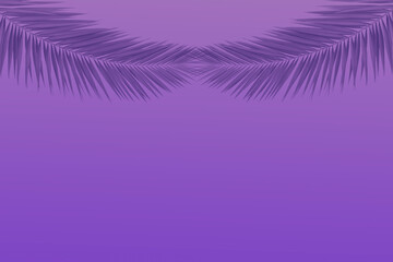 Fototapeta na wymiar Palm leaves on pale violet background. Minimal concept. Copy space